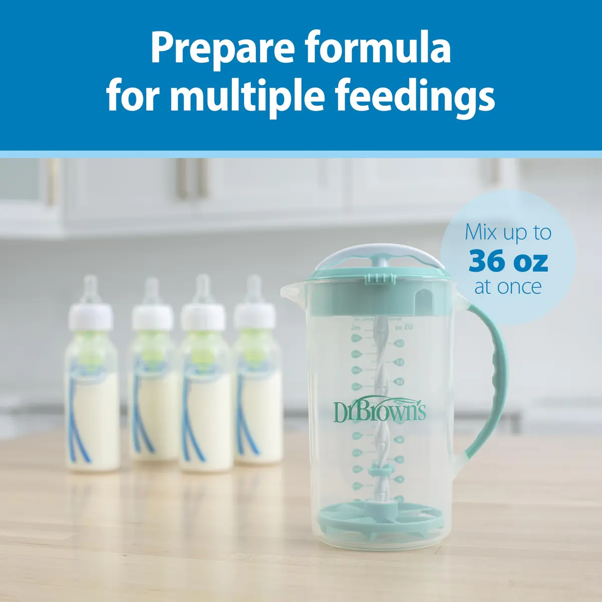Dr. Brown's Formula Mixing Pitcher 36 oz (1065 ml) | Baby Formula Mixer with Adjustable Stopper - view 3