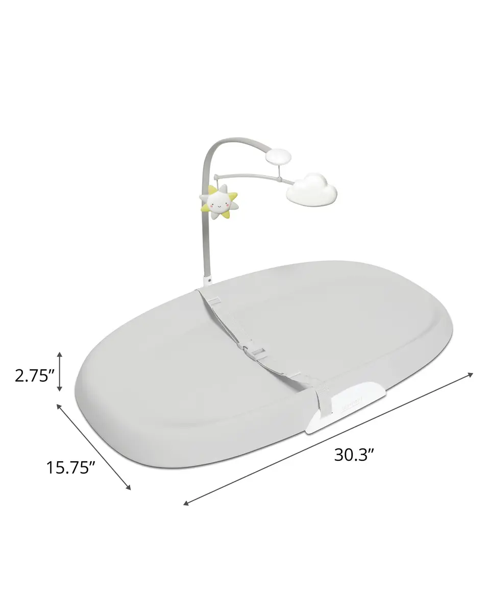Skip Hop Baby Changing Pad Nursery Style Wipe-Clean Contoured with Cushioned Foam, Non-Skid Base, Built-in Safety Belt & Tuck-Away Toy Bar Fits Standard Changing Tables, Grey | Supportive & Easy to Clean - view 5