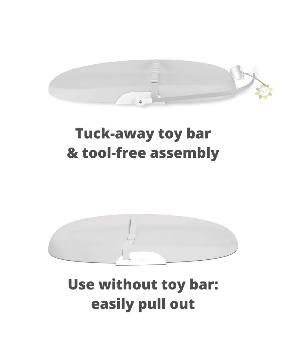 Skip Hop Baby Changing Pad Nursery Style Wipe-Clean Contoured with Cushioned Foam, Non-Skid Base, Built-in Safety Belt & Tuck-Away Toy Bar Fits Standard Changing Tables, Grey | Supportive & Easy to Clean - view 4