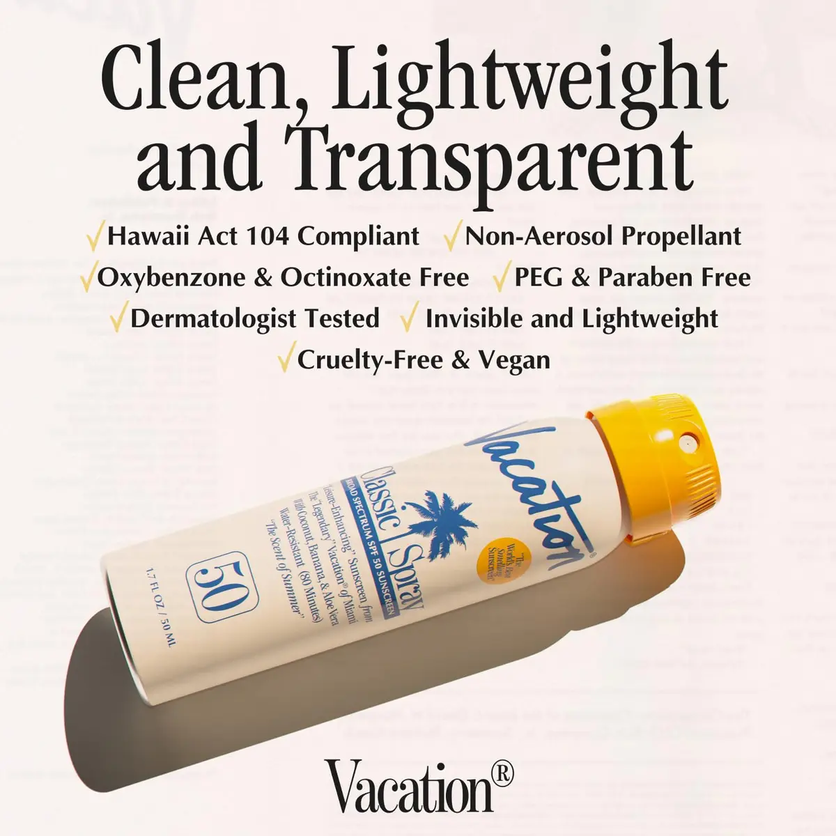 Vacation Mini Classic SPF 50 Sunscreen Spray 10.2 fl oz (300 ml) | Water Resistant 80 Min, Broad Spectrum, Octinoxate-Free - view 6