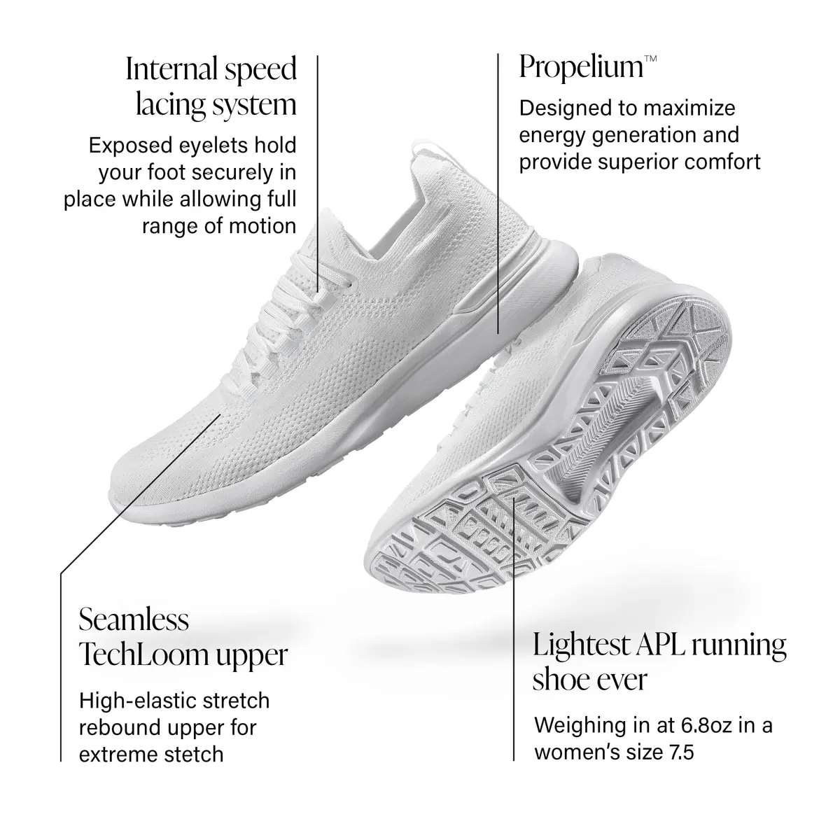 APL Women’s Techloom Breeze Running Shoes for Women, White, Size 7.5 | Seamless, Lightweight Performance Sneakers - view 2