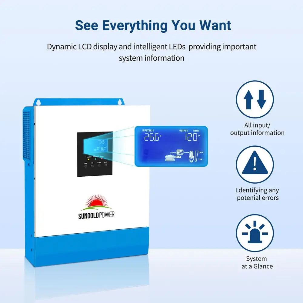 SGPWATT Power Inverter 3000W 24V | Pure Sine Wave, MPPT & Battery Charger, All in One Off Grid System - view 4