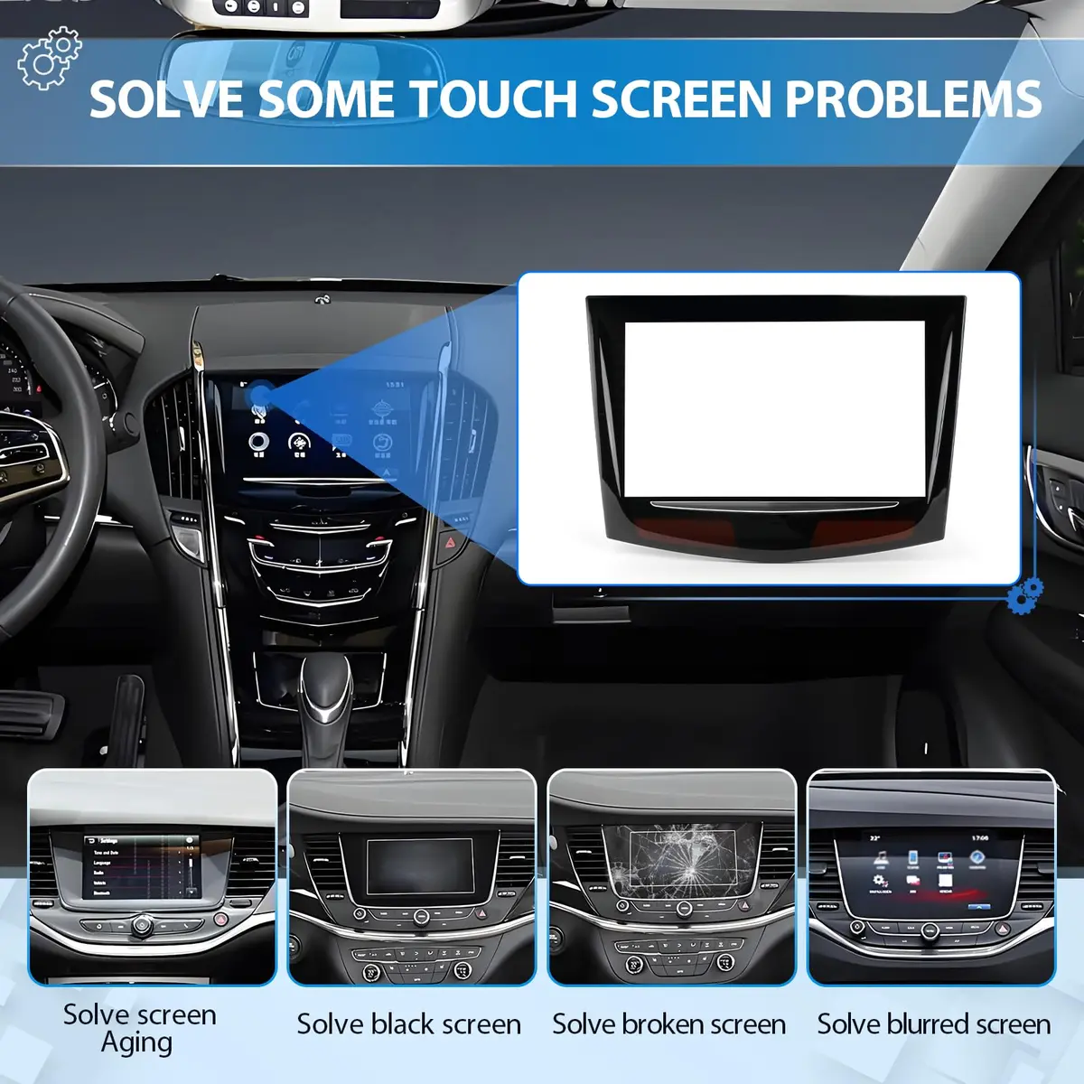 HBIHGHHONG Cadillac ATS SRX XTS CTS Escalade CUE Touch Screen Replacement Display Glass | High-Definition Fit (70-120 chars) - view 5