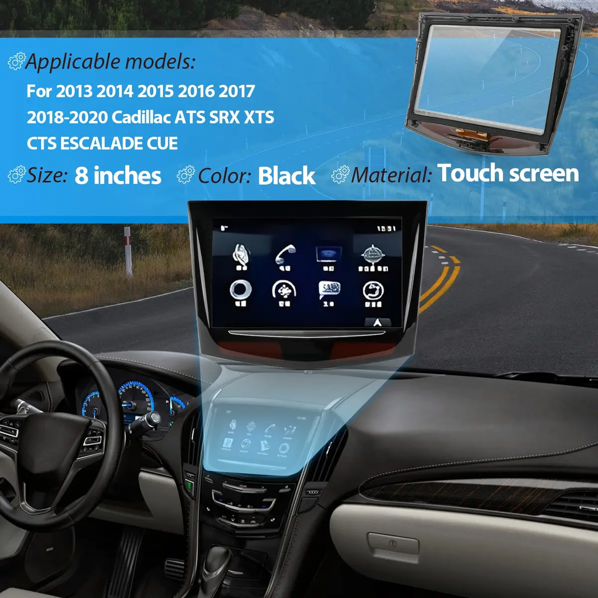 HBIHGHHONG Cadillac ATS SRX XTS CTS Escalade CUE Touch Screen Replacement Display Glass | High-Definition Fit (70-120 chars) - view 3