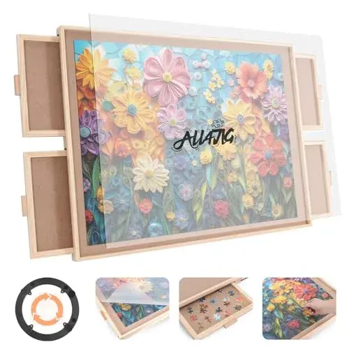ALL4JIG Rotating Puzzle Board with 4 Drawers & Cover, 20.94"x28.74" Wooden Jigsaw Puzzle Table | Educational Puzzle for Kids & Adults - main product image