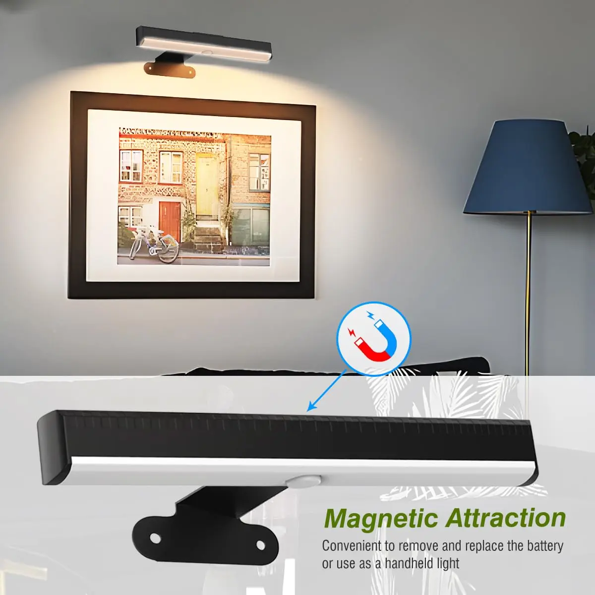 EUIOKUN Wireless Picture Light with Remote | Battery Operated Wall Sconces for Wall Decor - view 3