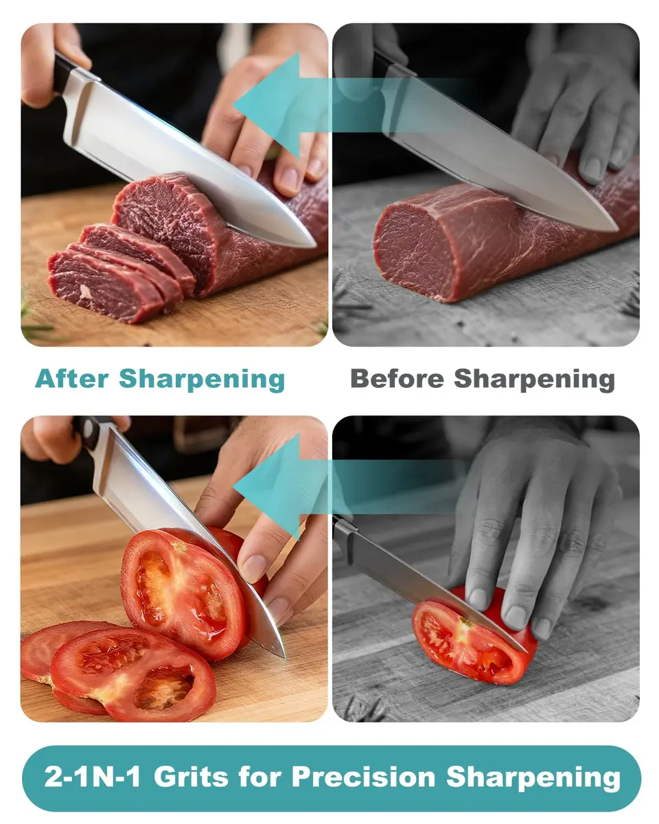 MIDO Professional Abrasive Knife Sharpening Stone 3000/8000 Grit Whetstone with Non-Slip Rubber Base, 19 cm (7.09 in) - view 5