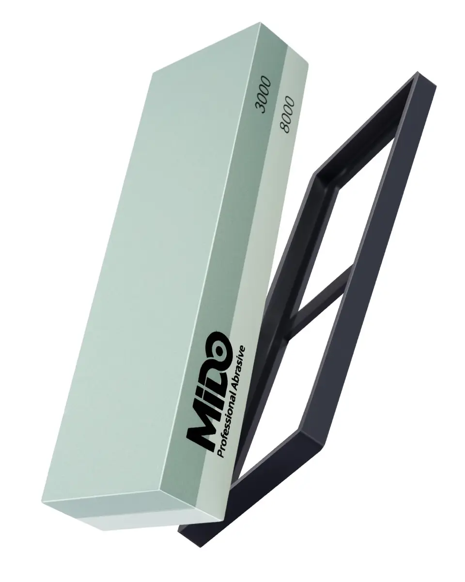 MIDO Professional Abrasive Knife Sharpening Stone 3000/8000 Grit Whetstone with Non-Slip Rubber Base, 19 cm (7.09 in) - main product image