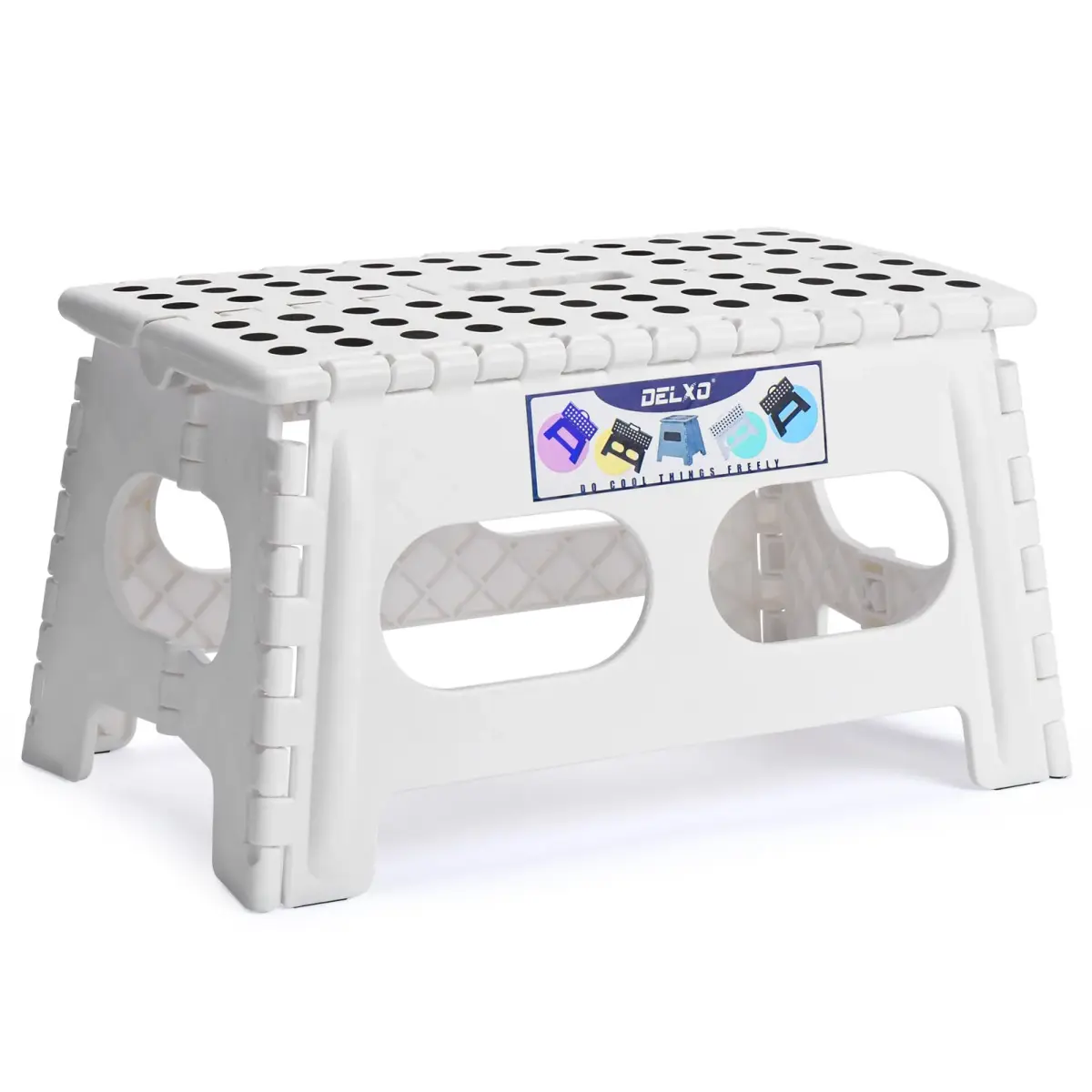 Delxo Folding Step Stool 9 inch (22.86 cm) | Extra Wide 15-inch Platform for Kids & Adults, 300 Lbs Capacity - main product image