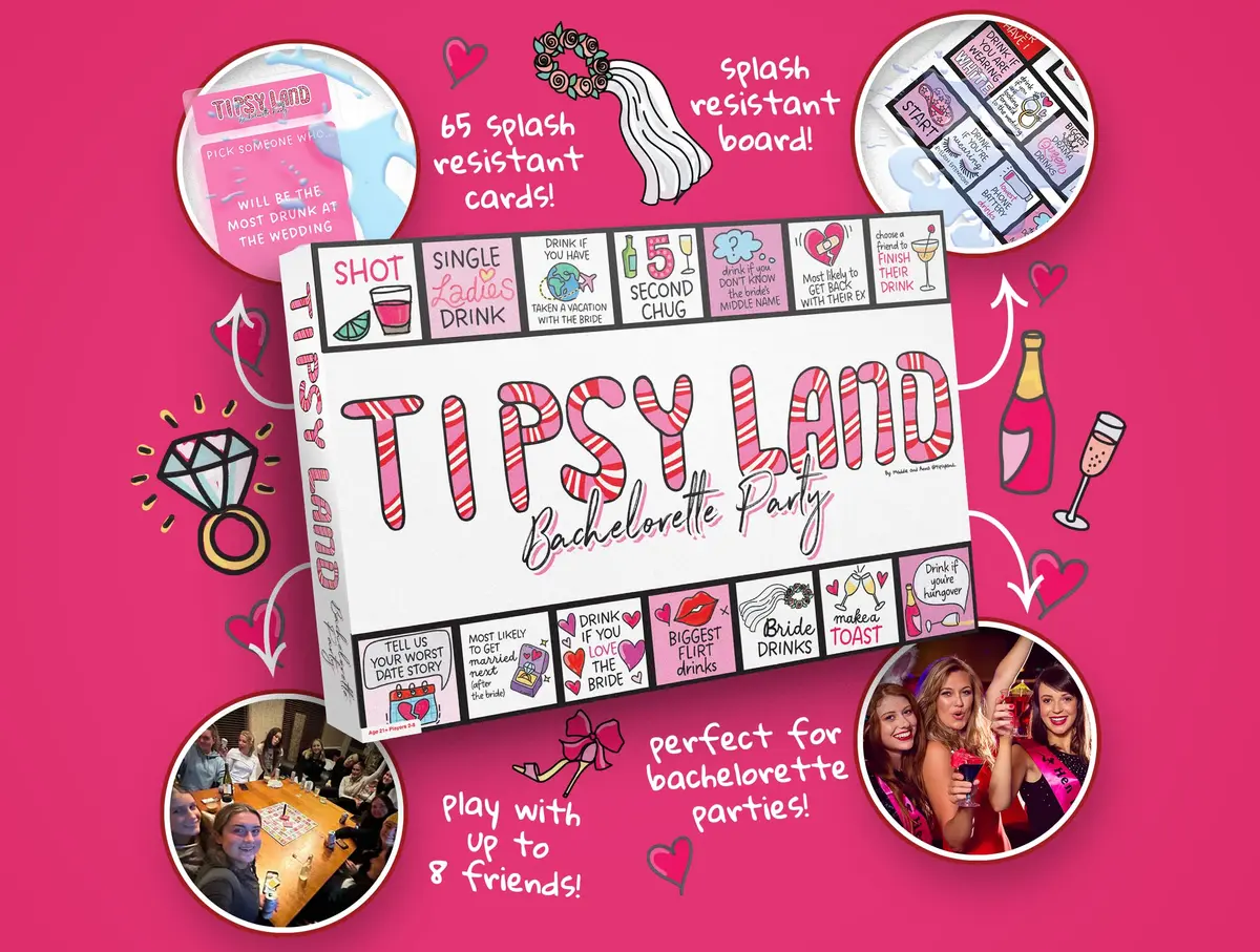 TIPSY LAND Bachelorette Edition | Adult Party Board Game for Groups 3-8 Players - view 2