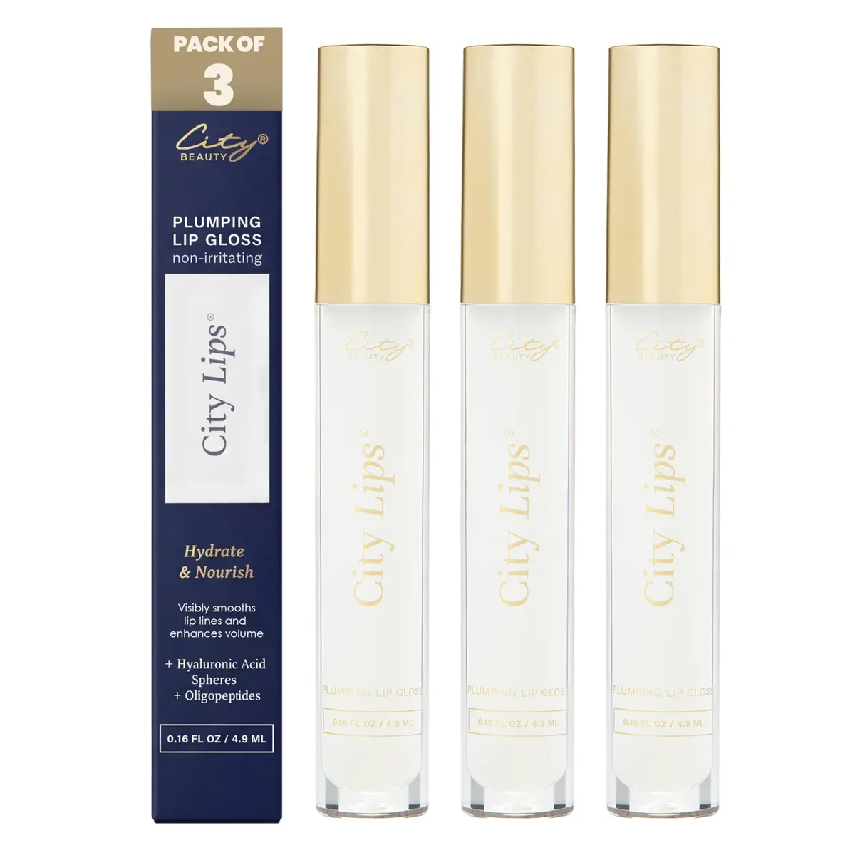 City Beauty City Lips Clear Plumping Lip Gloss 0.48 Fl Oz | Hyaluronic Acid & Peptides - main product image