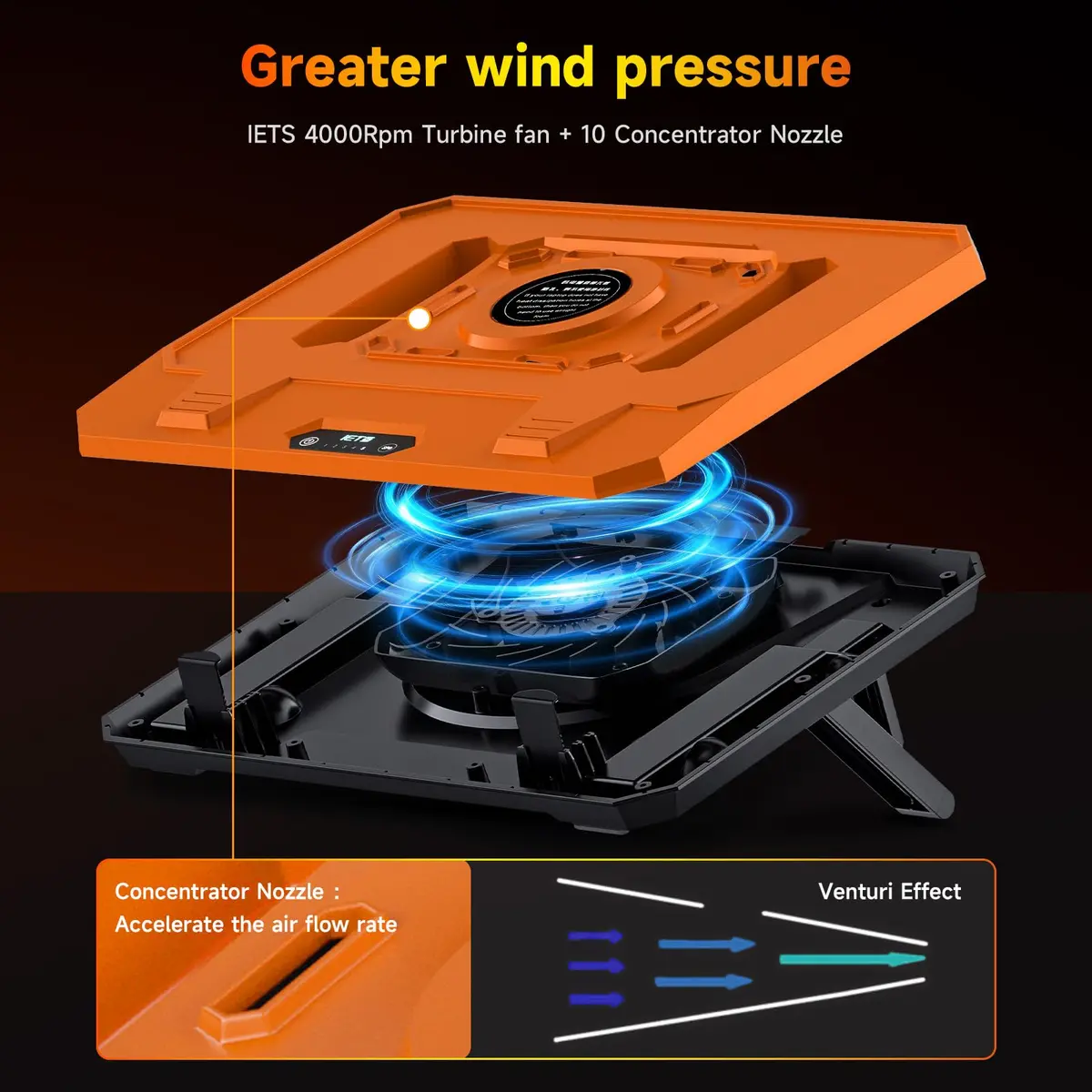 IETS GT300 Upgraded Laptop Cooling Pad with Adjustable Stand, Turbo Boosted Cooler for Rapid Cooling 10-17inch Gaming Laptop, Flexible Sealing Ring, Air Filtration & USB Hub - view 2
