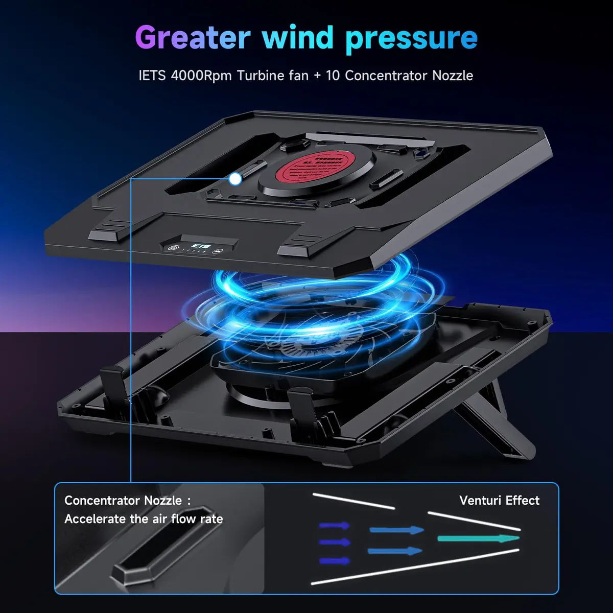 IETS GT300 Upgraded Laptop Cooling Pad with Adjustable Stand & Air Filter | 10-17 inch Gaming Laptop Cooler - view 2