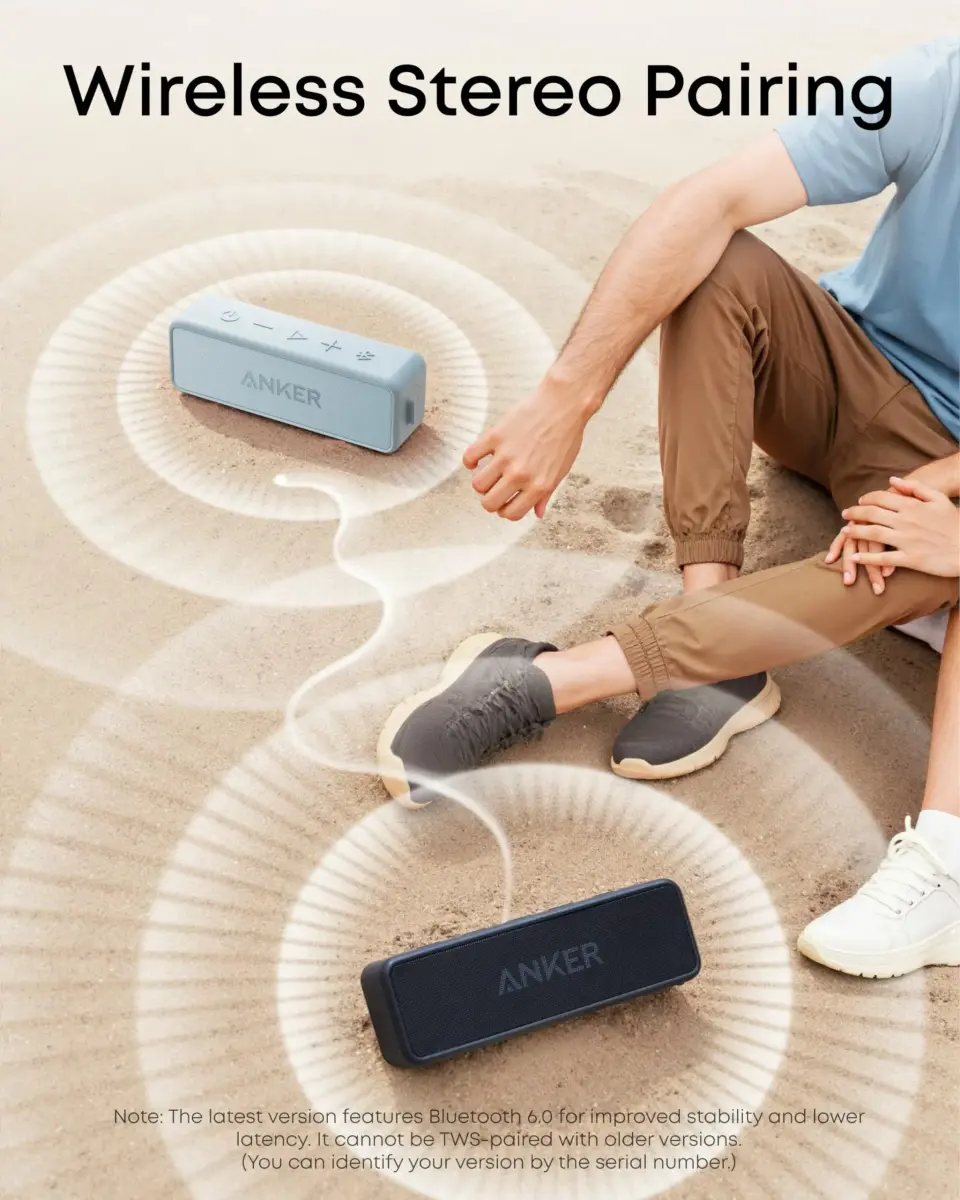 Anker Soundcore 2 Portable Bluetooth Speaker, 12W Stereo Sound, IPX7 Waterproof, 24H Playtime | Baby Blue - view 4