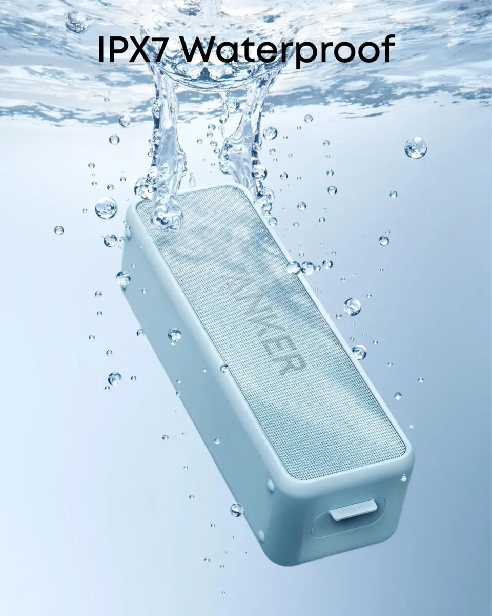 Anker Soundcore 2 Portable Bluetooth Speaker, 12W Stereo Sound, IPX7 Waterproof, 24H Playtime | Baby Blue - view 2
