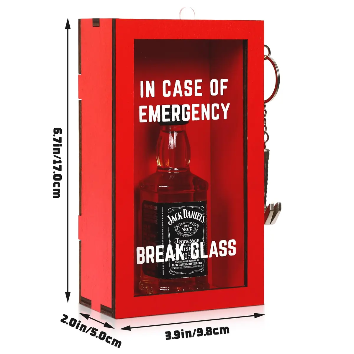 JULEASEL Break in Case of Emergency Box with Hammer, Red Acrylic Front, 9.8cm W x 16.9cm H x 5.2cm D | Unique Personalized Gift Box - view 5