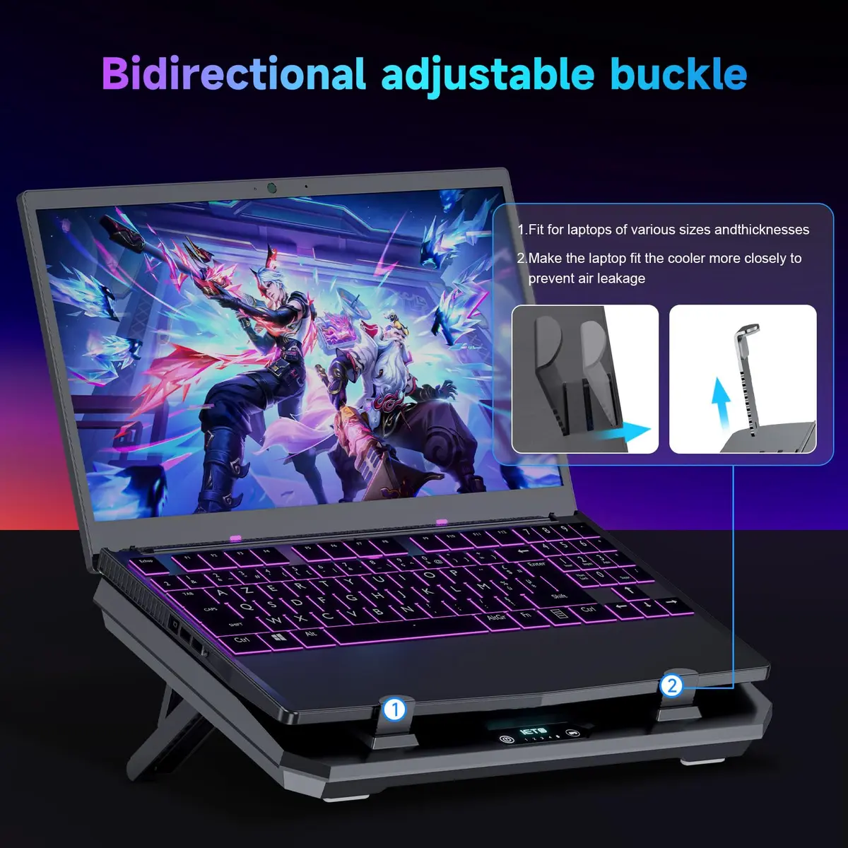 IETS GT300 Upgraded Laptop Cooling Pad with Adjustable Stand & USB Hub | Turbo Boosted Cooler for 10-17 inch Gaming Laptops - view 4