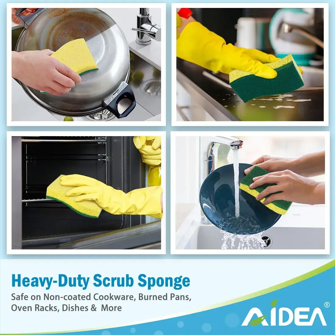 AIDEA Kitchen Sponges, 9-Count Pack | Heavy-Duty Scrub Sponge with Dual-Sided Cleaning - view 5
