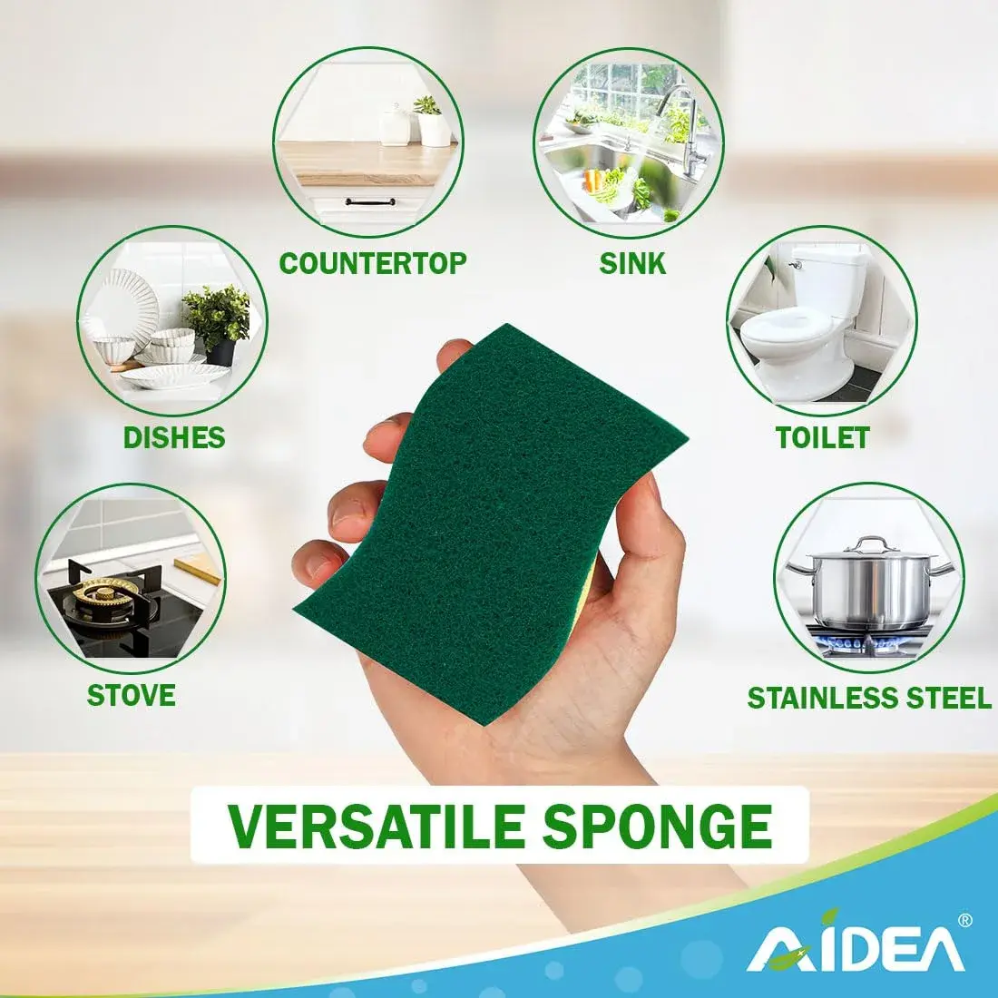 AIDEA Kitchen Sponges, 9-Count Pack | Heavy-Duty Scrub Sponge with Dual-Sided Cleaning - view 7