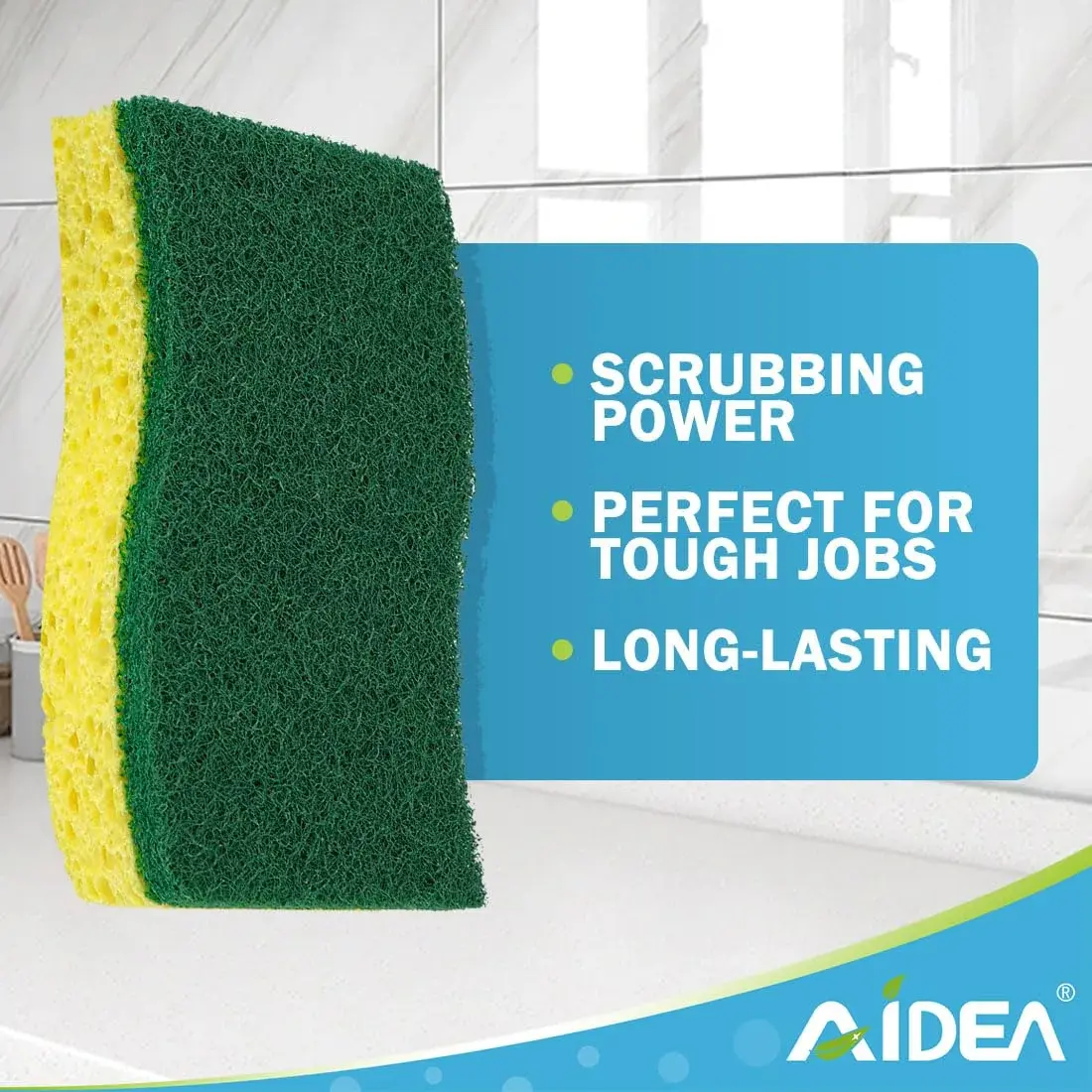 AIDEA Kitchen Sponges, 9-Count Pack | Heavy-Duty Scrub Sponge with Dual-Sided Cleaning - view 3