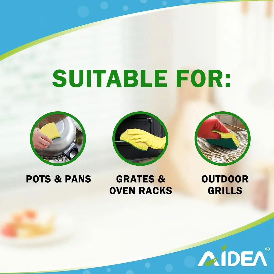 AIDEA Kitchen Sponges, 9-Count Pack | Heavy-Duty Scrub Sponge with Dual-Sided Cleaning - view 4