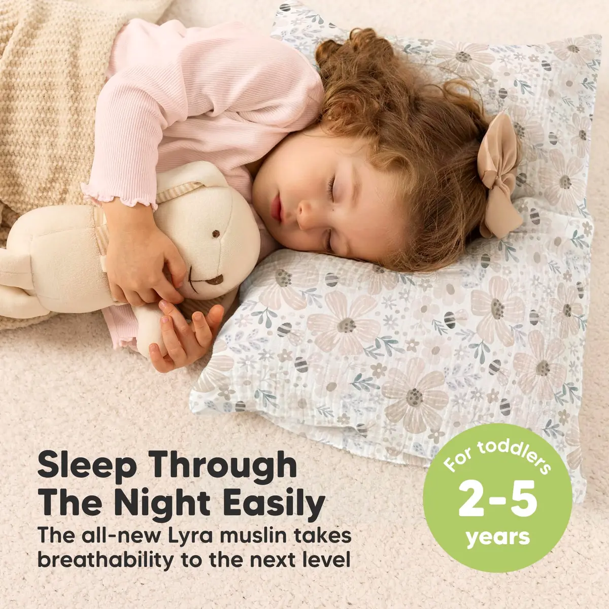 KeaBabies Toddler Pillow with Pillowcase,13x18 Soft Breathable Flora Vale | Support for Small Necks & Heads - view 7