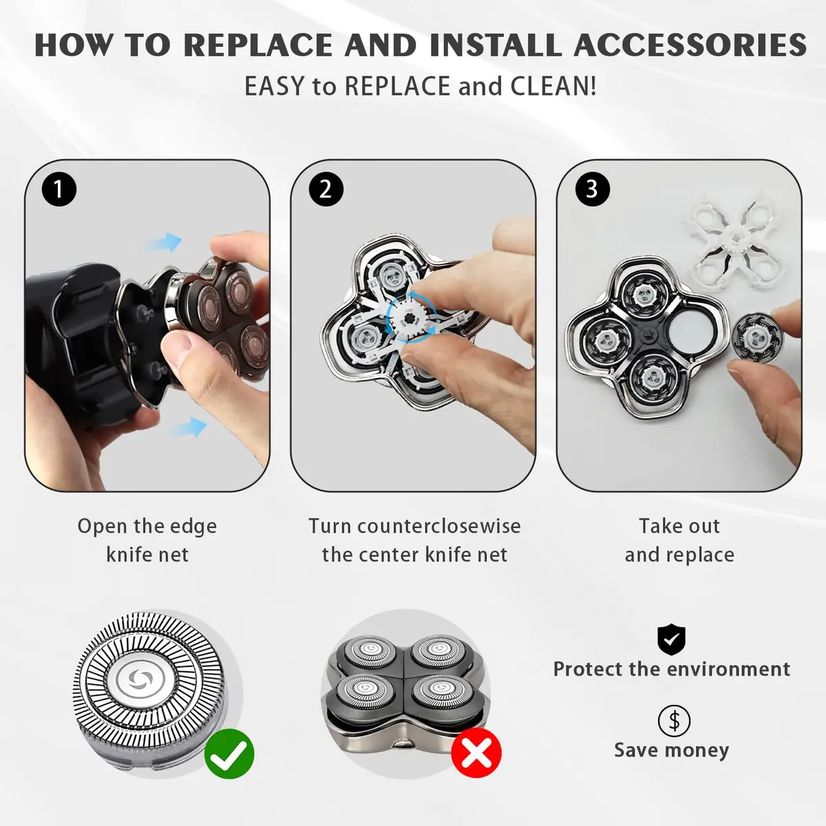VODOZAVA Pro 4 Head Replacement Blades 12-Pack | Precision Shaver Heads for Skull Pitbull Gold Pro, Platinum Pro, Silver Pro, Diamond Pro, Butterfly Kiss Pro Shavers - view 3