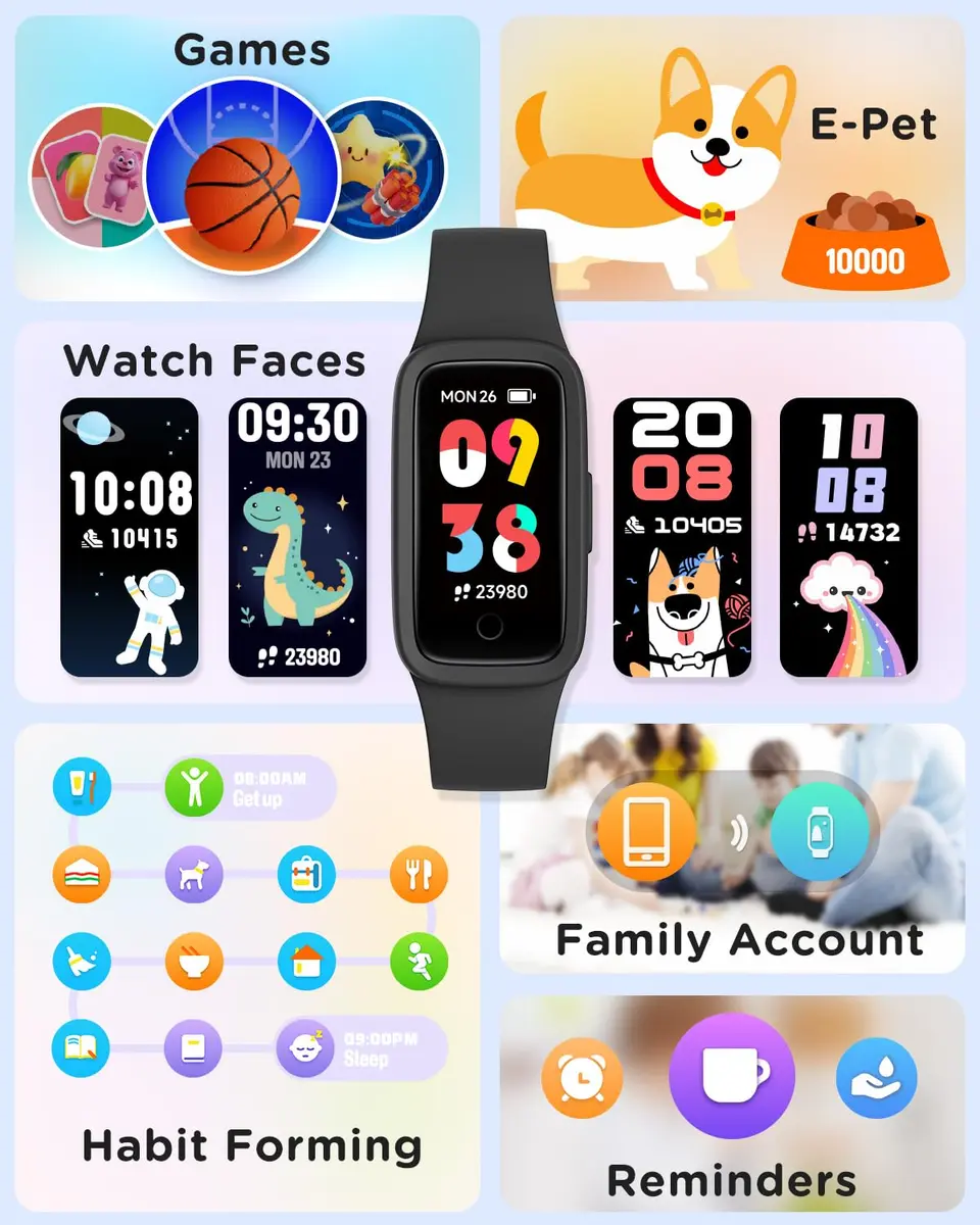 BIGGERFIVE Vigor Kids Fitness Tracker Watch AMOLED Screen, 3ATM Waterproof | No Phone Needed, Heart Rate & Sleep Monitor - view 8
