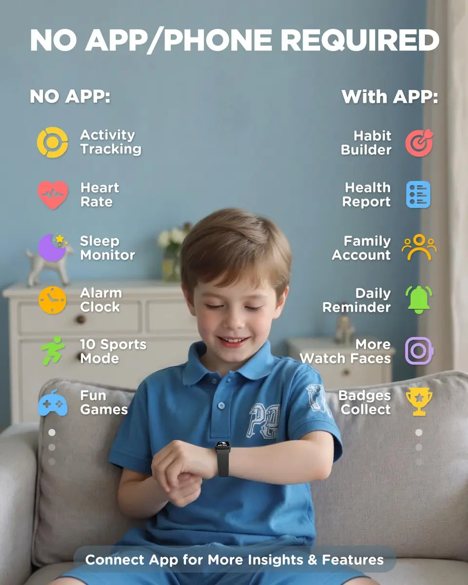 BIGGERFIVE Vigor Kids Fitness Tracker Watch AMOLED Screen, 3ATM Waterproof | No Phone Needed, Heart Rate & Sleep Monitor - view 3