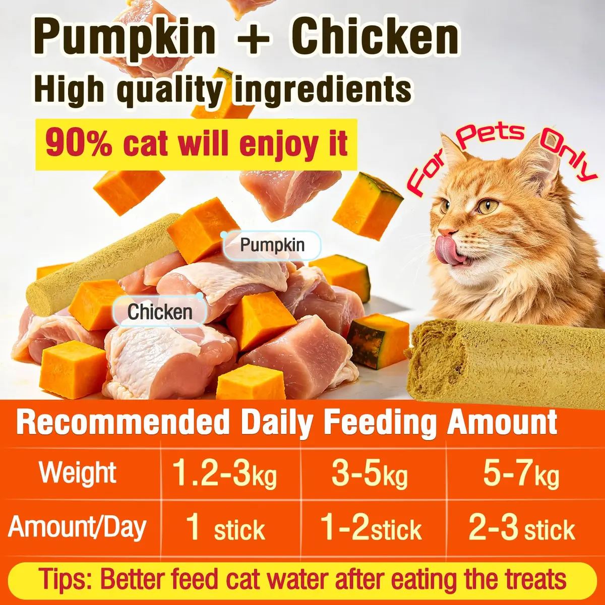 HavenJanny Freeze-Dried Chicken & Pumpkin Cat Treats, 50g (1.76 oz) | Digestive Support & Teeth Cleaning - view 2
