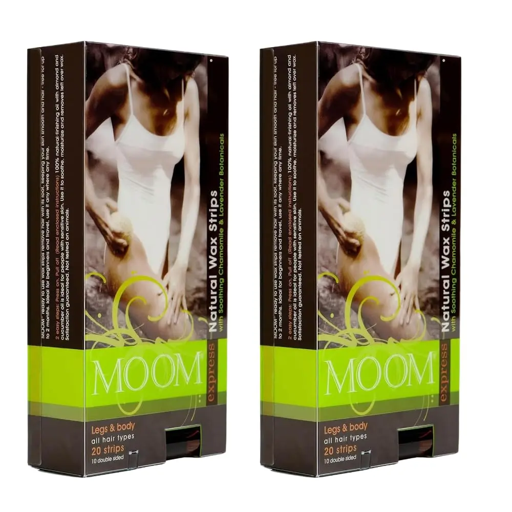MOOM Ready to Use Wax Strips - Body & Legs Strips - 20 Count (Pack of 2) | Gentle, Travel-Friendly Hair Removal - main product image