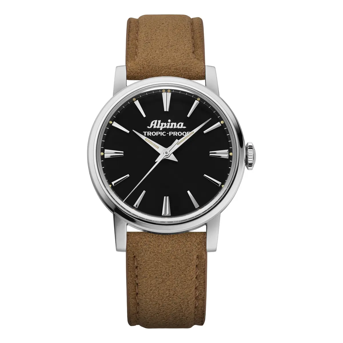 Alpina Men's Automatic Heritage Handwinding Watch, Beige Leather Strap, Black Dial, Date | Classic Adventurer's Timepiece - main product image