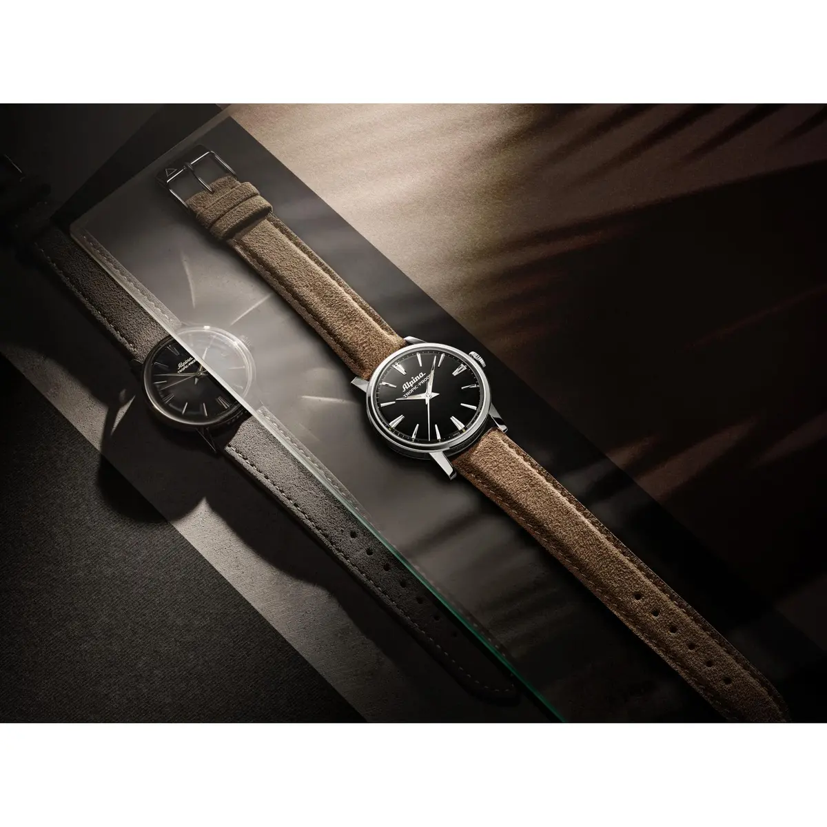 Alpina Men's Automatic Heritage Handwinding Watch, Beige Leather Strap, Black Dial, Date | Classic Adventurer's Timepiece - view 2