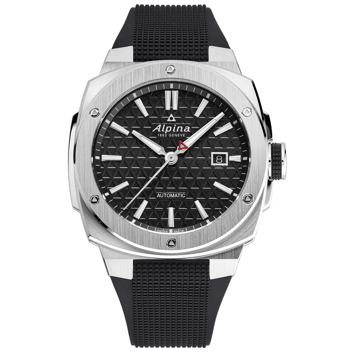 Alpina Men's Automatic Alpiner Watch, Black Rubber Strap, Black Dial, Date | Rugged Sport Design - main product image