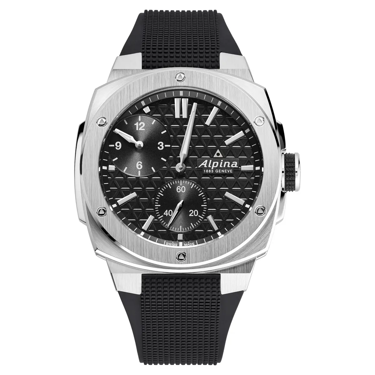 Alpina Men's Automatic Alpiner Watch, Black Rubber Strap, Black Dial | Rugged Sport Timepiece - main product image