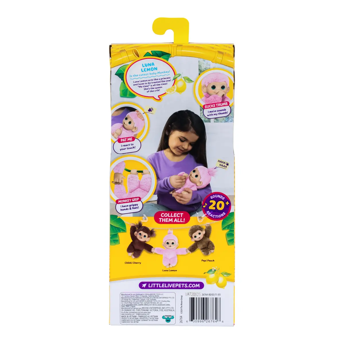 Little Live Pets My Baby Monkey Minis Luna Lemon Interactive Plush Toy | 18.8 cm (7.4") - view 5