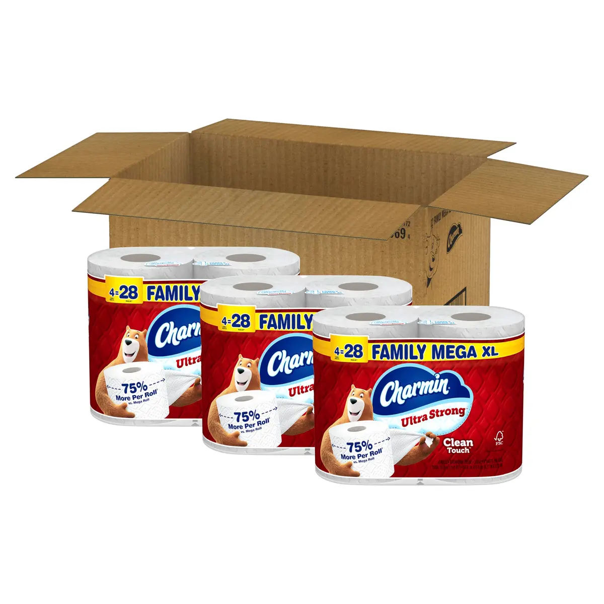 Charmin Ultra Strong Clean Touch Toilet Paper, 12 Family Mega XL Rolls (4620 Sheets Total) | 2-Ply, Clog-Safe, Septic-Safe - view 9