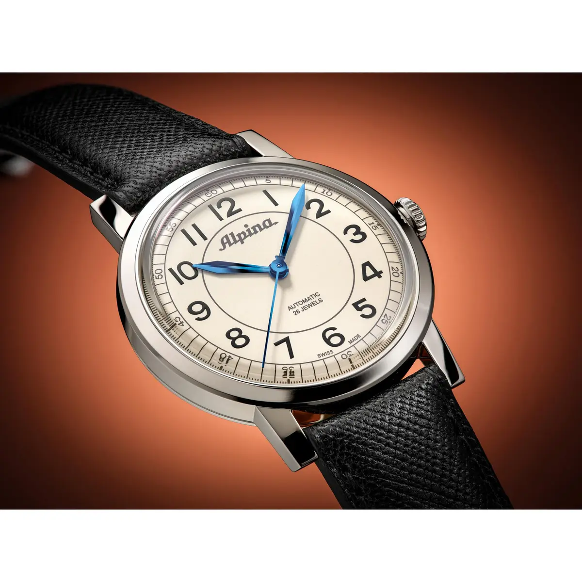 Alpina Heritage Automatic Watch 38mm Beige Dial Black Leather Strap - view 3