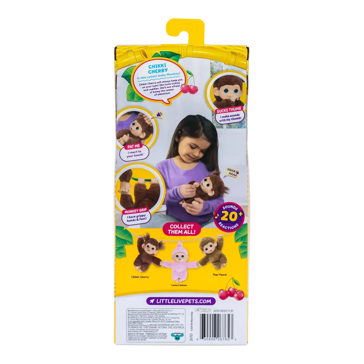 Little Live Pets Baby Monkey Minis – Chikki Cherry, Interactive Toy | 7.4 inches cuddly plush - view 5