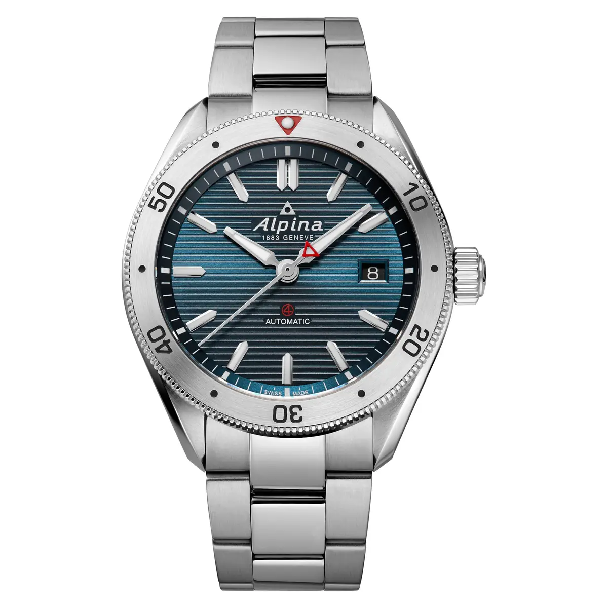 Alpina Men's Automatic Alpiner Watch, Silver-Tone Stainless Steel Bracelet, Blue Dial, Date Style: AL-525NS4AQ6B - main product image
