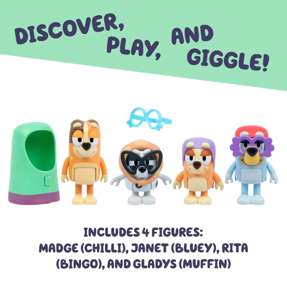 Bluey Figure 4-Pack Here Come The Grannies | Episode-Themed Toys | 6-7.6 cm (2.5-3") - view 3