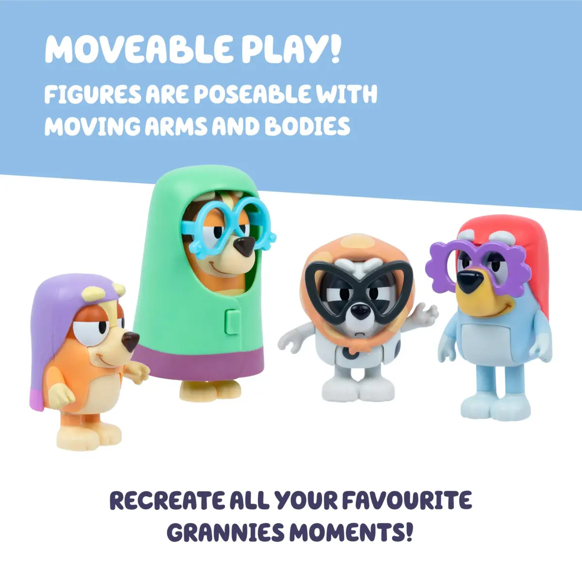 Bluey Figure 4-Pack Here Come The Grannies | Episode-Themed Toys | 6-7.6 cm (2.5-3") - view 4