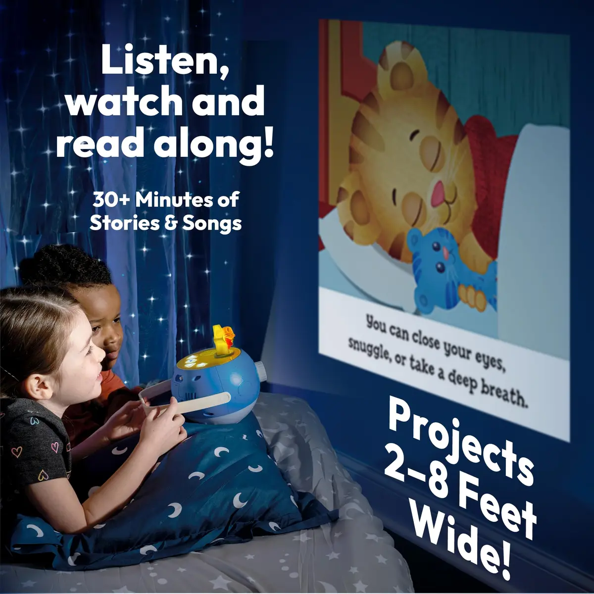 LUNA STORYTIME Kids Book Projector - 5 Daniel Tiger & Fairytale Stories, 10 Songs, Ages 3+ | Screen-Free Bedtime Fun - view 2