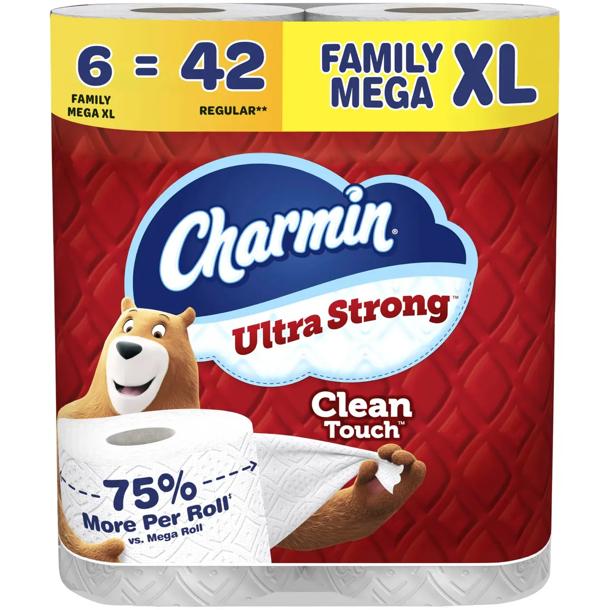 Charmin Ultra Strong Clean Touch Toilet Paper, 6 Family Mega XL Rolls (2310 Sheets Total) | 4X Stronger When Wet - main product image