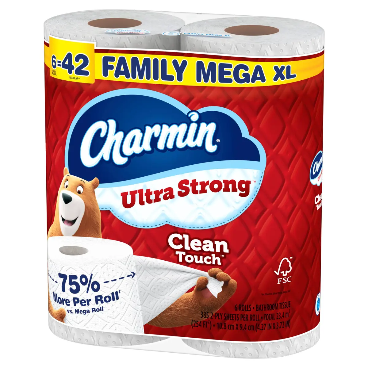 Charmin Ultra Strong Clean Touch Toilet Paper, 6 Family Mega XL Rolls (2310 Sheets Total) | 4X Stronger When Wet - view 9