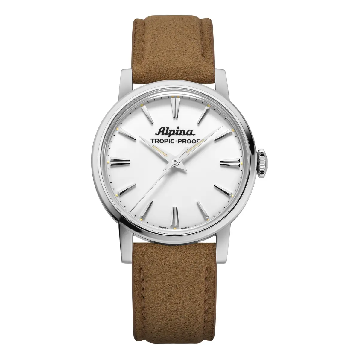 Alpina Men's Automatic Heritage Handwinding Watch, Beige Leather Strap, Black Dial, Date | Classic Adventurer's Timepiece - main product image