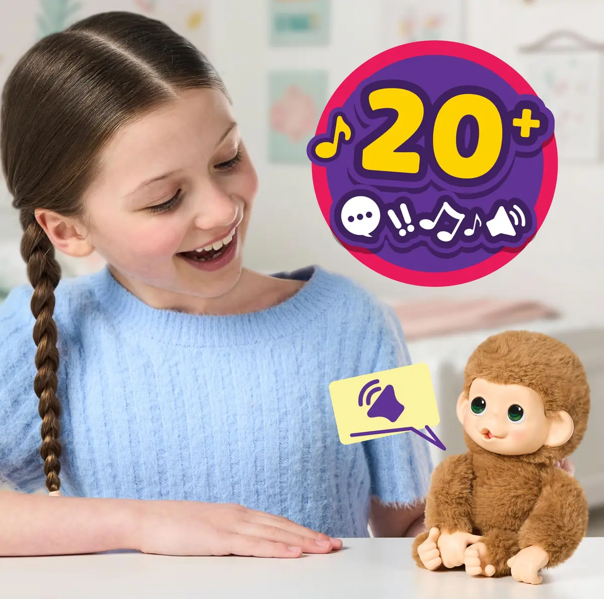 Little Live Pets Baby Monkey Minis Pepi Peach Interactive Toy 18 cm (7.4 in) | ASTM-Tested Educational Toy - view 4
