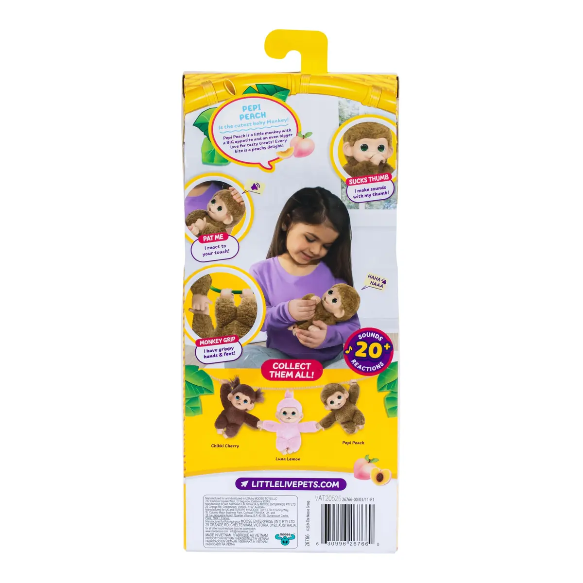 Little Live Pets Baby Monkey Minis Pepi Peach Interactive Toy 18 cm (7.4 in) | ASTM-Tested Educational Toy - view 5