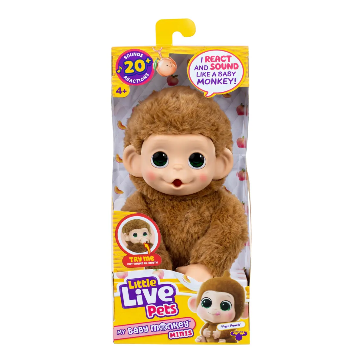 Little Live Pets Baby Monkey Minis Pepi Peach Interactive Toy 18 cm (7.4 in) | ASTM-Tested Educational Toy - view 7