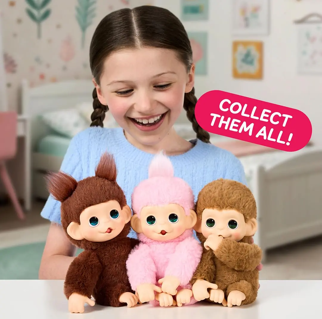 Little Live Pets Baby Monkey Minis Pepi Peach Interactive Toy 18 cm (7.4 in) | ASTM-Tested Educational Toy - view 3